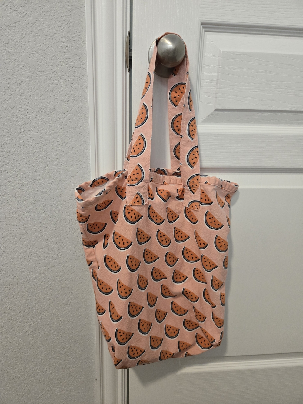 Pink Watermelon Print Tote Bag